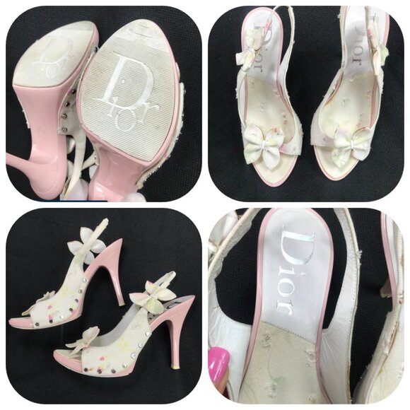 Auc Dior Monogram Vintage Diorissimo Pink Slingback/Sandals IT 36,5 US 6,5 - Picture 6 of 15